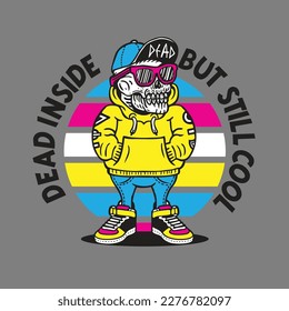 Skull Mascot Character Design with Street Urban Art Wear