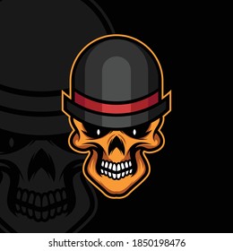 Skull mascot design on black background