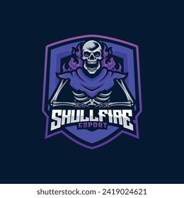 Skull Mascot Esport Logo Design Illustration For Gaming club