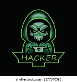 skull mascot gaming logo design vector with modern illustration concept style for badge, emblem and t shirt printing. Angry reaper samurai skull illustration for sport and e-sport team.