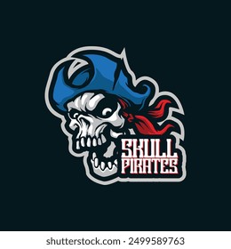 Skull mascot logo design with modern illustration concept style for badge, emblem and t shirt printing. Skull pirates illustration.