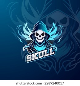 skull mascot logo design vector with modern illustration, badge, emblem and tshirt printing. skull illustration for sport and esport team. gamer skull mascot esport logo design.