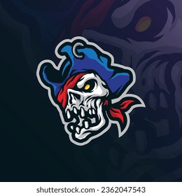 Skull mascot logo design vector with modern illustration concept style for badge, emblem and t shirt printing. Head skull pirates illustration.