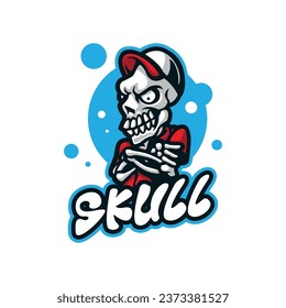 Skull mascot logo design vector with modern illustration concept style for badge, emblem and t shirt printing. Smart skull illustration.