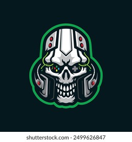 Skull mascot logo design vector with modern illustration concept style for badge, emblem and t shirt printing. Head skull gamer illustration for sport and esport team.