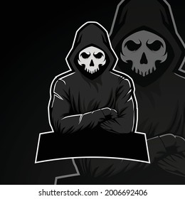 Skull mascot logo with hoodie