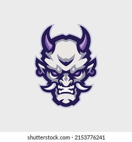 skull mascot logo with horn. for sport, game. e-sports logo vector template isolated in white background.