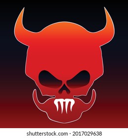 skull mascot logo with horn. for logo, sticker vector 