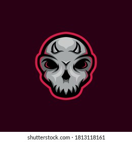 skull mascot logo with little horn. skull gaming mascot logo