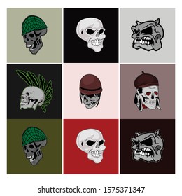 skull mascot logo set design vector