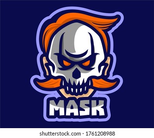 Skull Mask E Sport Logo Vector Illustration