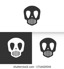 Skull Mask Esport Logo. Black White Background. Design Graphic Vector EPS10