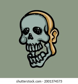Skull mask face vector concept. Horror illustration isolated on blue background