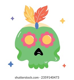 Skull mask flat sticker design 
