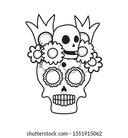 skull mask with floral decoration head icon vector illustration design