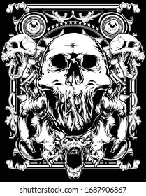 Skull mask illustration poster .