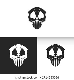 Skull Mask Logo. Black White Isolated Background. Design Graphic Vector EPS10