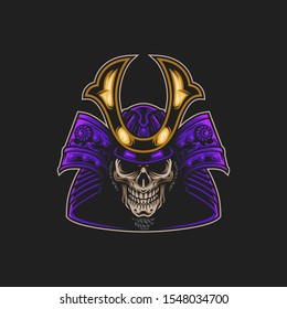 skull mask samurai vector art illustration