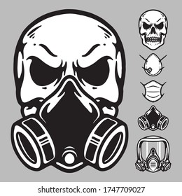 Skull masker corona virus ilustración gráfica vectorial arte diseño camiseta