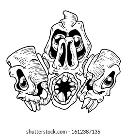 SKULL MASKER DRAWING STYLE VECTOR DESIGN