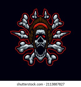 Skull masscot illustrtion premium vector
