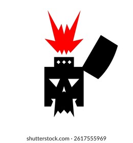Skull match illustration vector design. Skull match flat design. Black and white skull match illustration