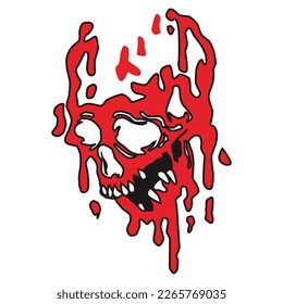 Skull Melt Patch V54 Patch Streetwear, Urban Design Red and Black Colors Patch Commercial Use