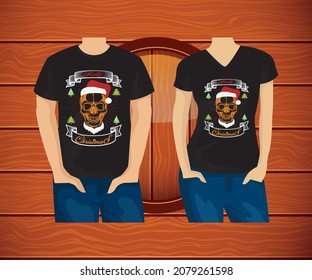 Skull Merry Christmas Funny Santa T shirt