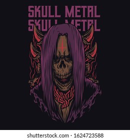 Skull Metal Cartoon Funny Illustration