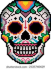 Skull for Mexican Death Day. Pixel color skull.