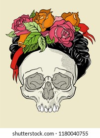 skull mexican flowers