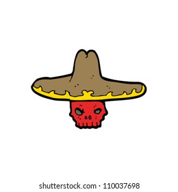 caricatura de cráneo en sombrero mexicano