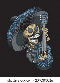 Skull Mexican Mariachi Huichol Art