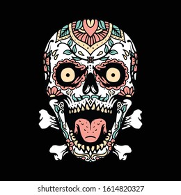 Skull Mexican Ornament Graphic Illustration Vector Art T-shirt Design