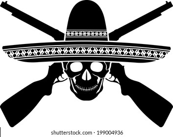 skull of mexican warrior. vector illustration