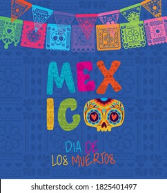 el día del cráneo y méxico del diseño muerto, el turismo cultural mexicano y el tema del partido Ilustración vectorial