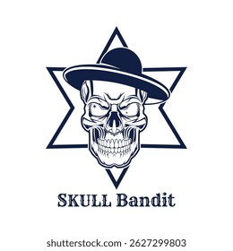 Skull with Mexico hat and Star Vintage Illustration. Skull Bandit vector design for t shirt design, poster or t shirts street wear and Urban style. T-shirt design vector