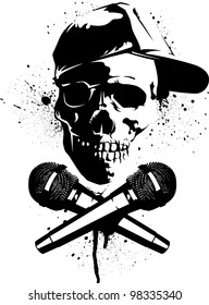 Skull and Microphones Stencil