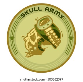 skull military color. Military emblem. Military symbols vector illustration. Army symbol.