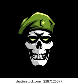 Skull military logo design vector