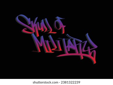 SKULL OF MILITARY word graffiti tag style