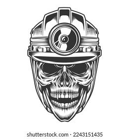 Skull in the miner helmet. vector ilustration