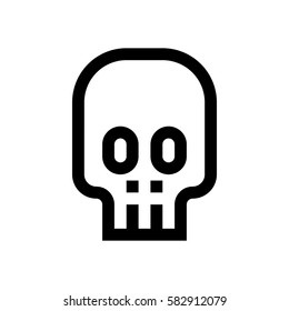Skull mini line, icon, background and graphic. The icon is black and white, linear  flat, vector, pixel perfect, minimal, suitable for web and print. 