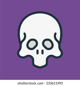 Skull Minimal Color Flat Line Stroke Icon Pictogram Symbol Illustration