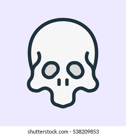 Skull Minimal Color Flat Line Stroke Icon Pictogram Symbol Illustration
