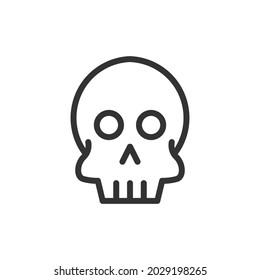 Skull minimal line icon. Web stroke symbol design. Skull sign isolated on a white background. Premium line icon.