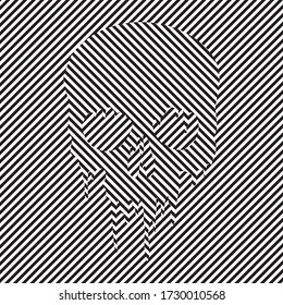 skull minimalism vector stripes black white abstract