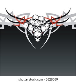 skull modern imagery  bone part human culture revival retro-styled painting pattern