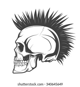 Skull With Mohawk Hairstyle