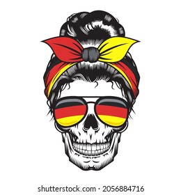 Skull Mom Germany Headband design on white background. Halloween. skull head logos or icons. vector illustration.